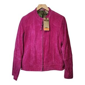 Ruff Hewn Well Worn Suede Leather Jacket Moto Pink Women's XL New NWT